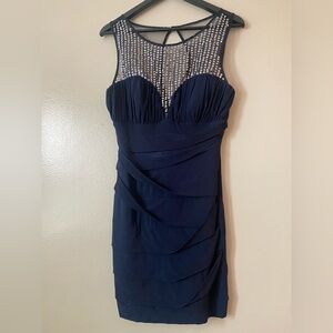 Elegant Navy Blue Sleeveless Dress